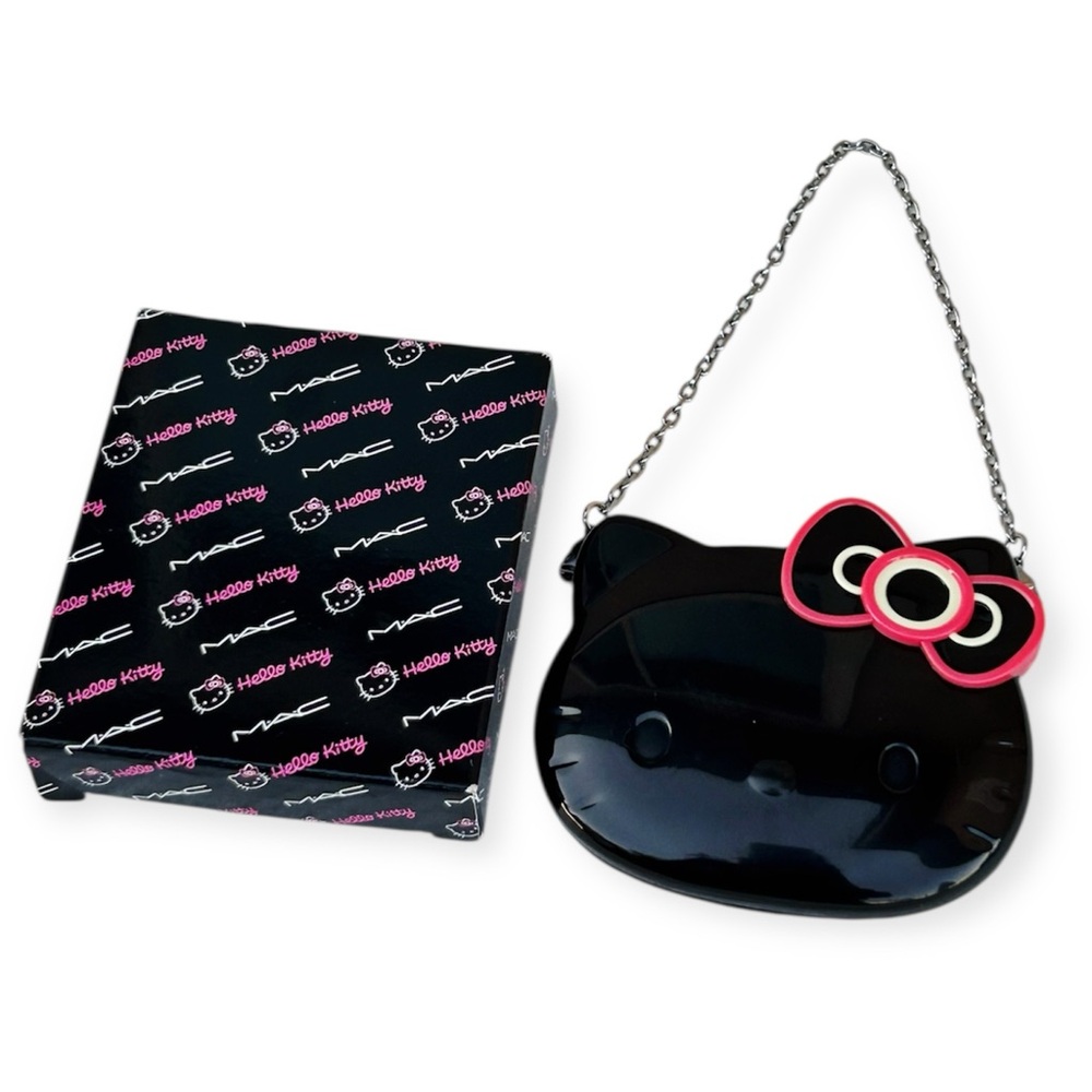 MAC Hello Kitty 2008 Cute Black, Pink Purse Compact Mirror RARE Retired Makeup